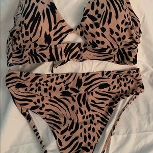 Two piece animal print swimsuit